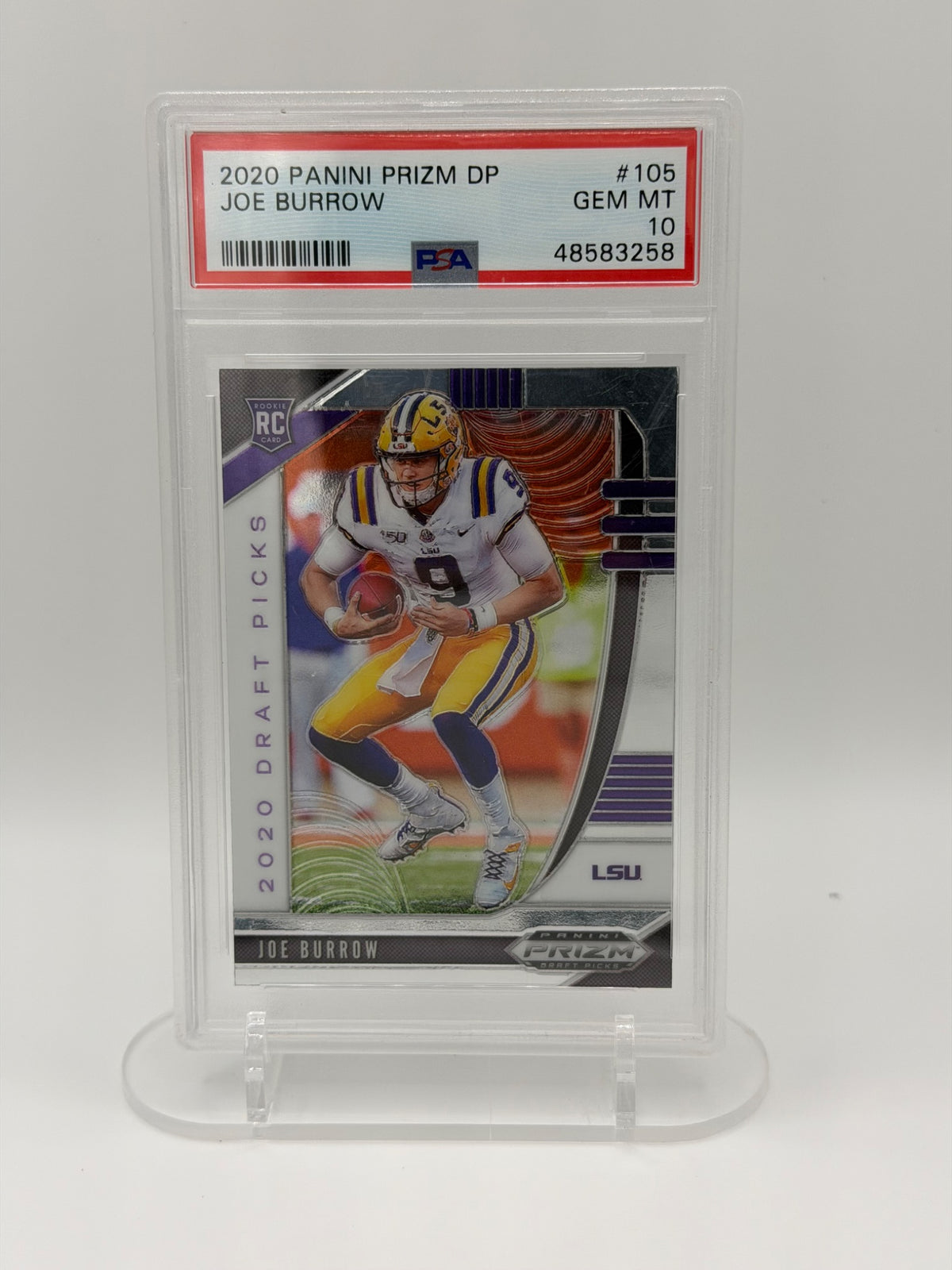 2020 Panini Prizm Draft Picks Joe Burrow #105 Rookie PSA 10 Gem Mint