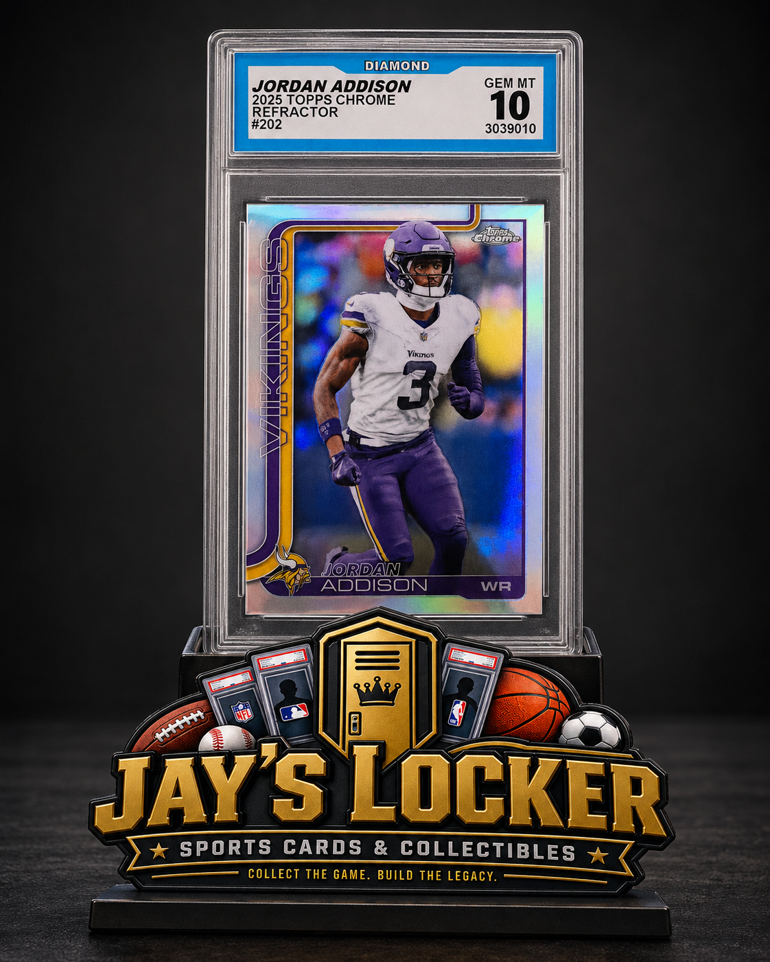 2025 Topps Chrome Jordan Addison #202 Refractor Diamond GEM MT 10