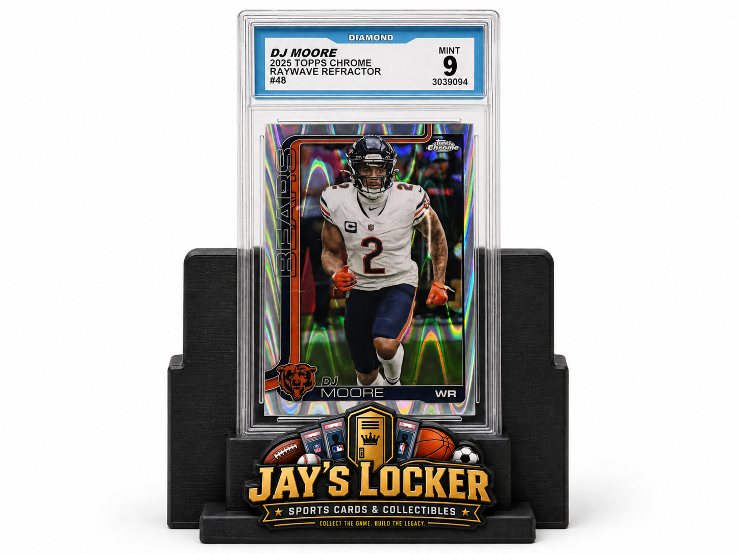 2025 Topps Chrome DJ Moore #48 RayWave Refractor Diamond Mint 9