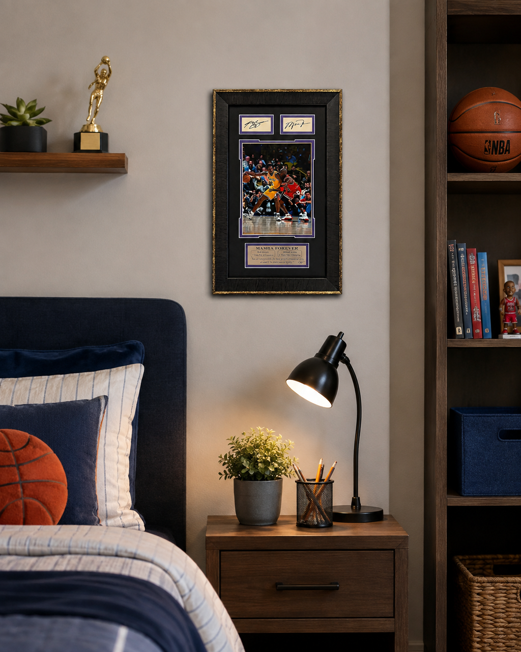 Kobe Bryant & Michael Jordan “Mamba Forever” Framed Basketball Tribute – 10x14