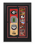 Georgia Bulldogs Football History Framed Memorabilia Display – Sanford Stadium, Vince Dooley, Herschel Walker, Kirby Smart
