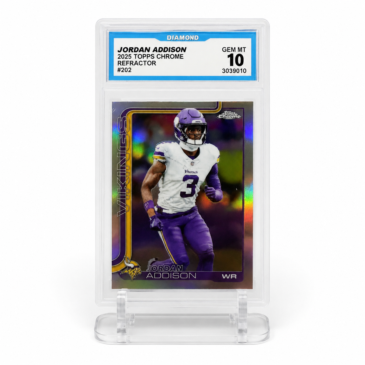 2025 Topps Chrome Jordan Addison Refractor #202 Diamond 10 Minnesota Vikings