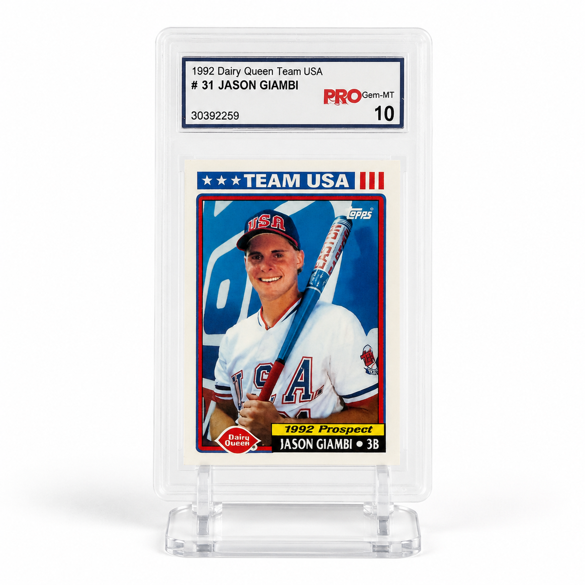 1992 Topps Dairy Queen Team USA Jason Giambi #31 Graded 10 Rookie/Prospect