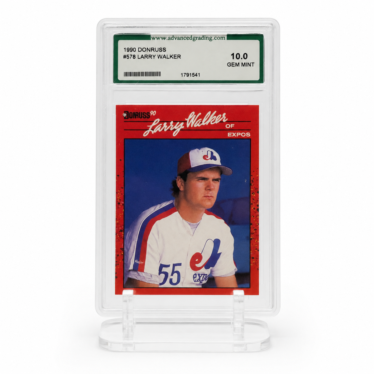 1990 Donruss Larry Walker RC #578 Advanced Grading 10.0 Montreal Expos HOF