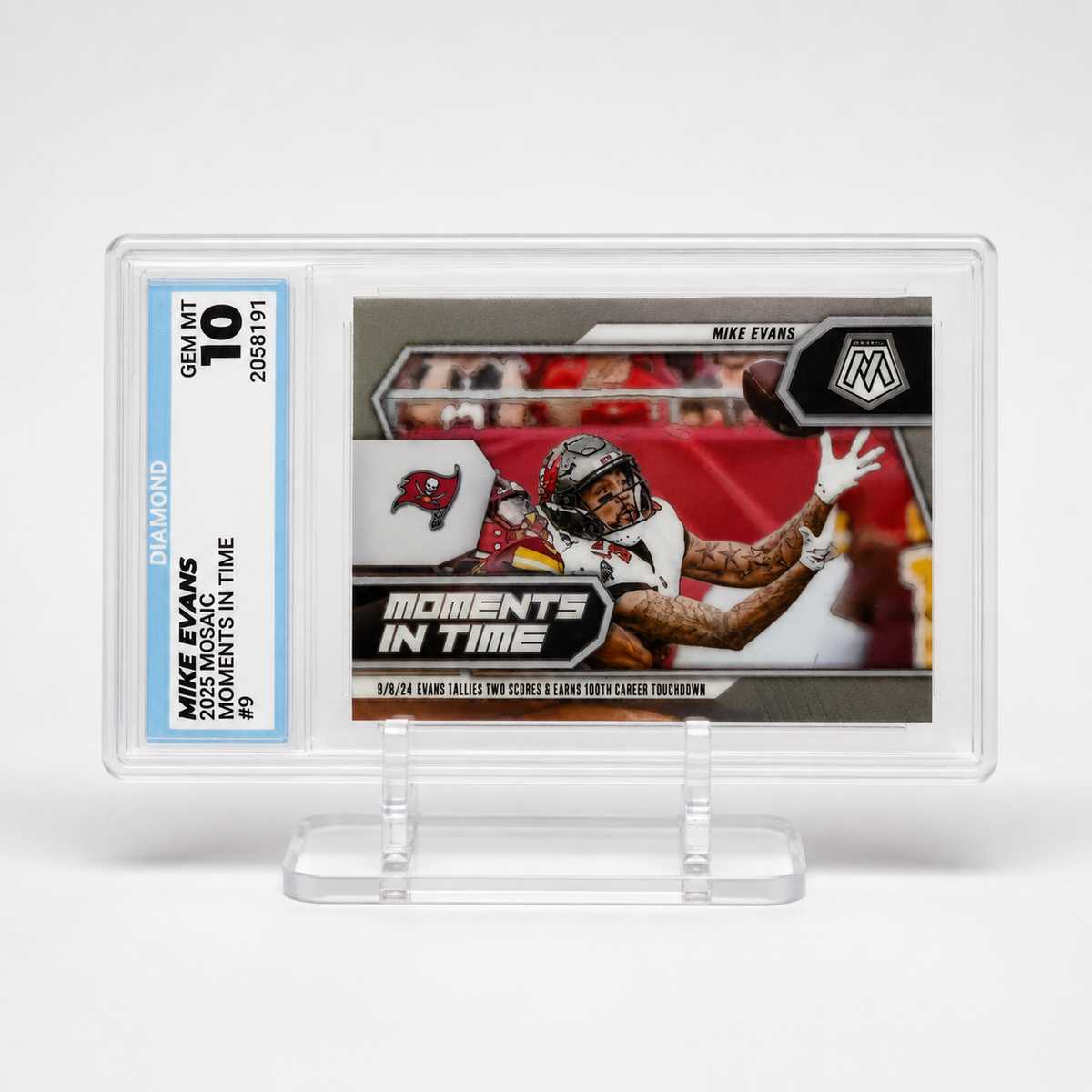 2025 Panini Mosaic Moments in Time Mike Evans #9 Diamond 10 Tampa Bay Buccaneers