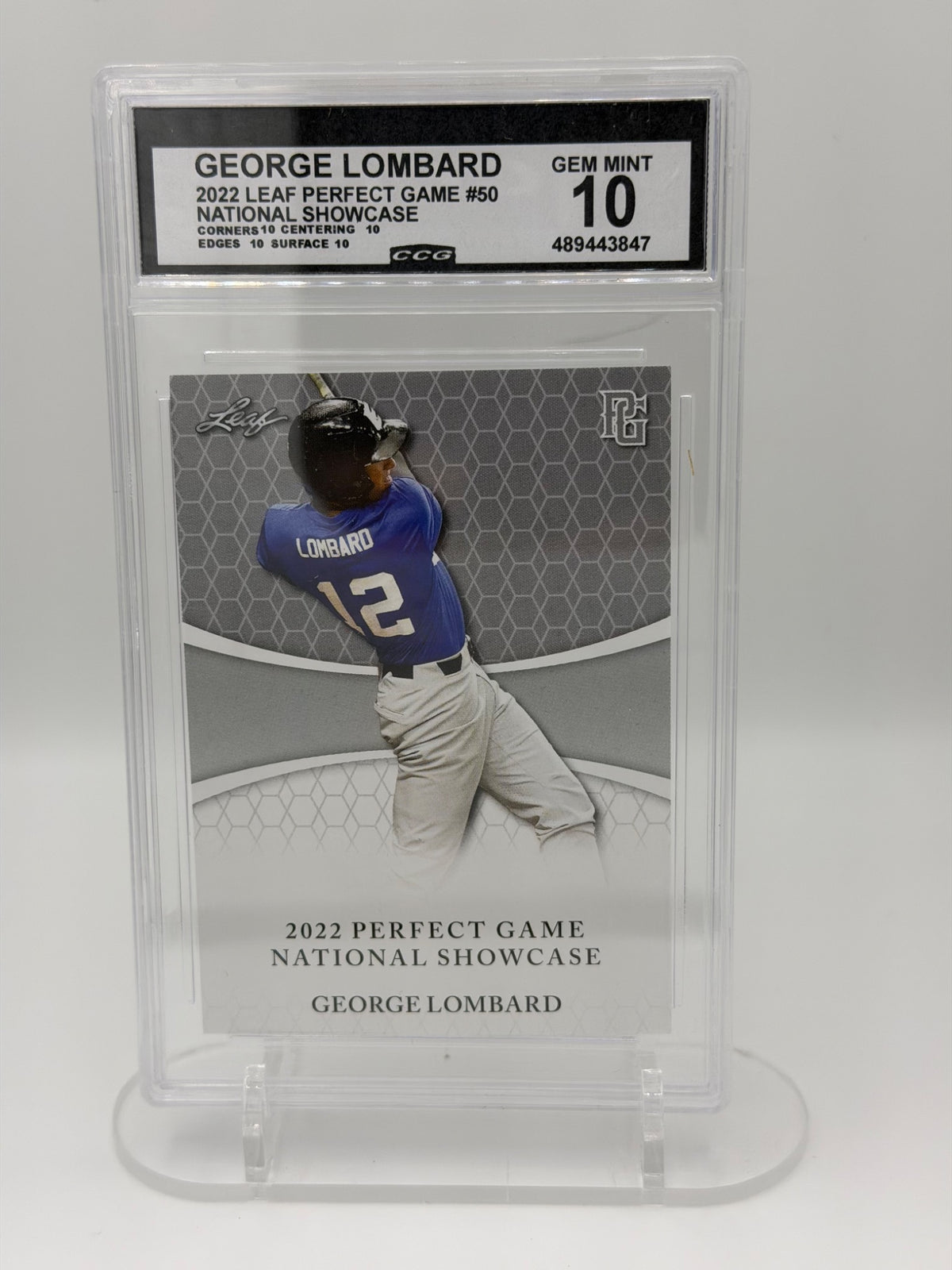 2022 Leaf Perfect Game George Lombard #50 National Showcase CCG Gem Mint 10