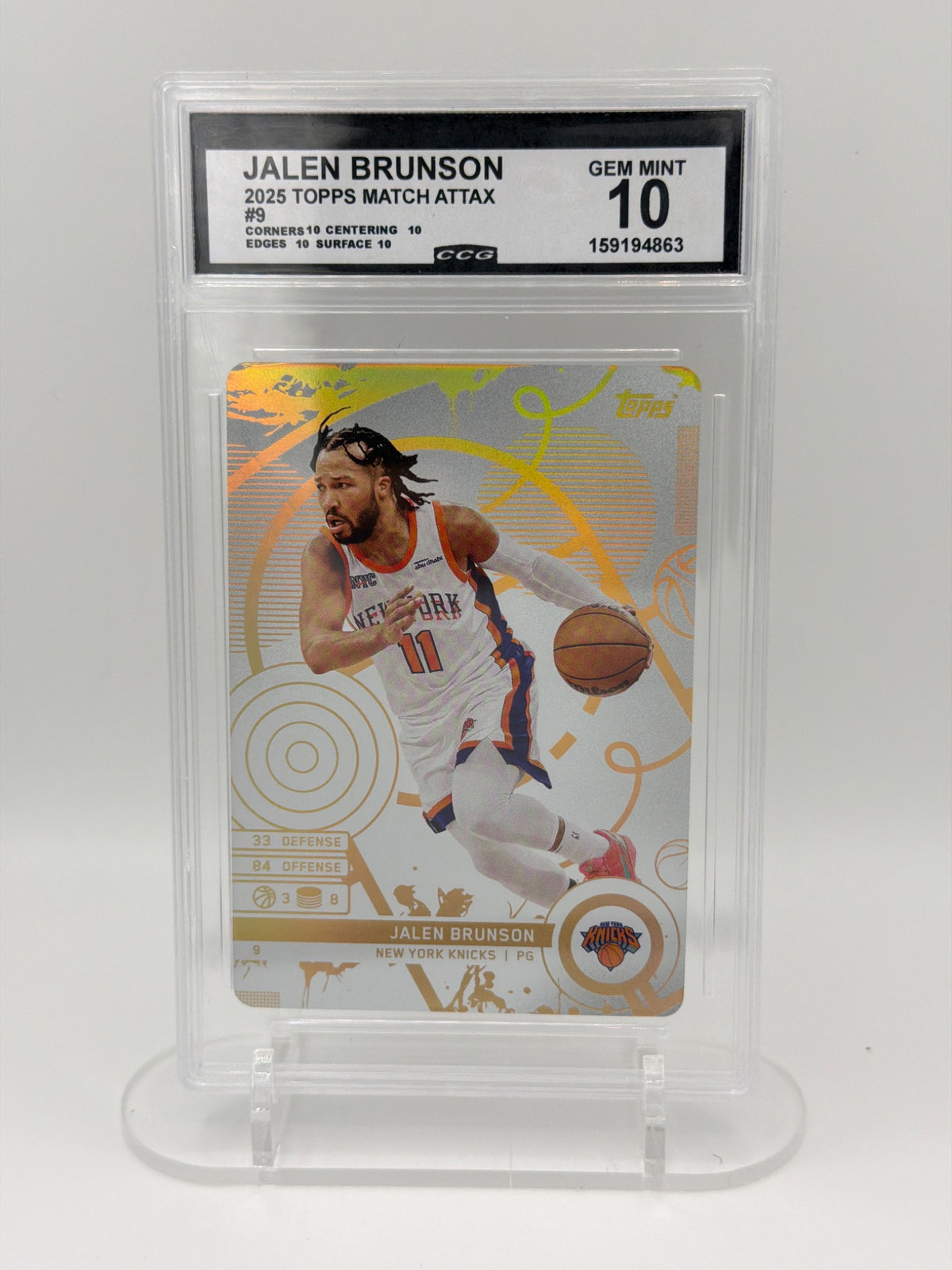 2025 Topps Match Attax Jalen Brunson #9 CCG Gem Mint 10 Knicks