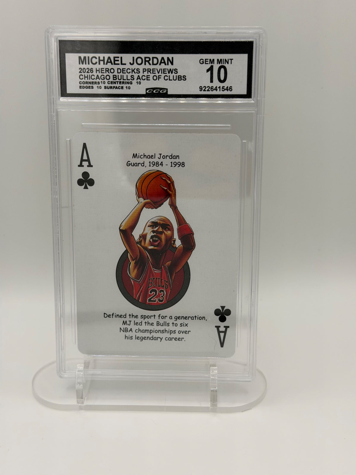 2026 Hero Decks Previews Michael Jordan Ace of Clubs CCG Gem Mint 10 Bulls