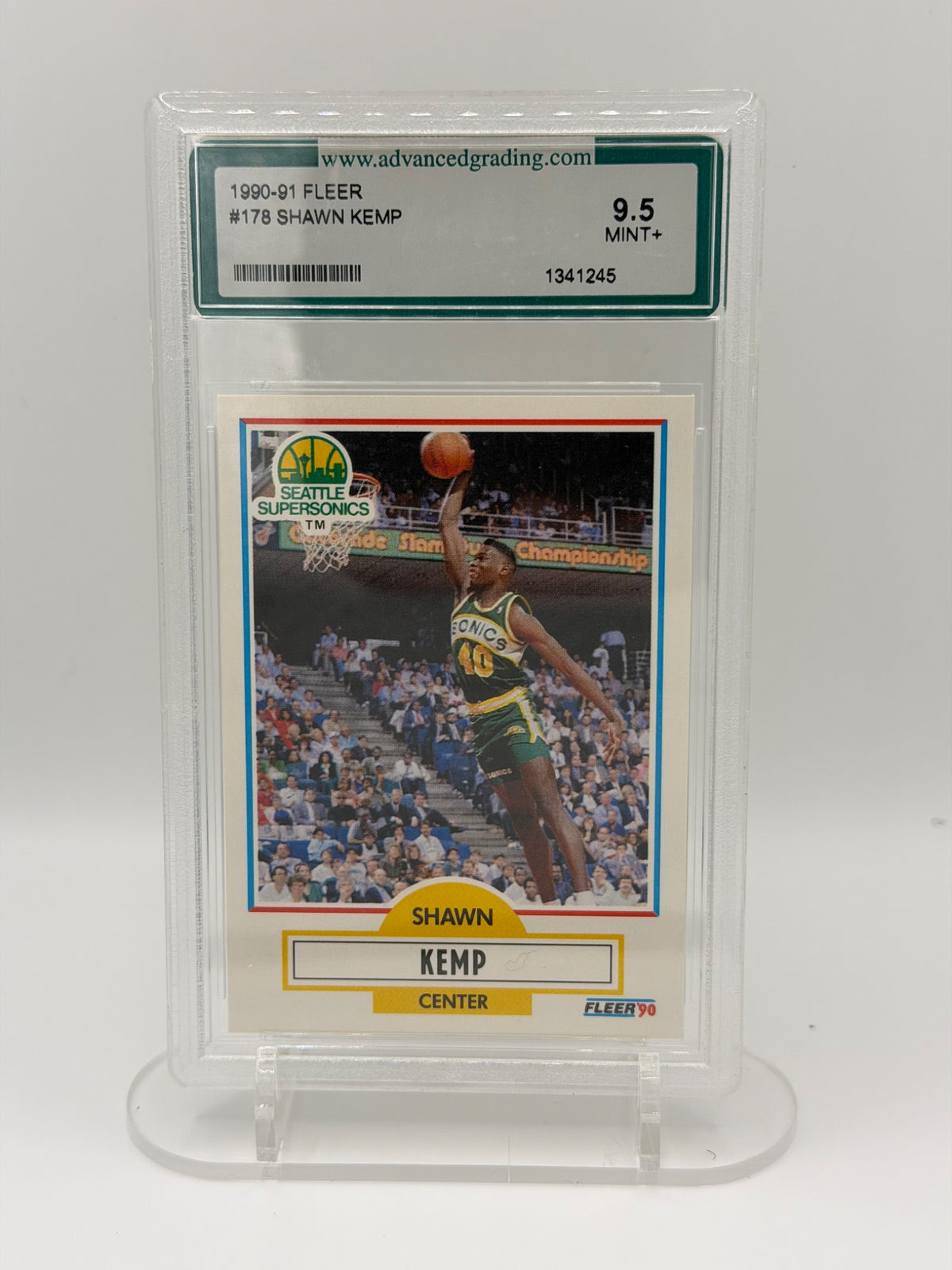 1990-91 Fleer Shawn Kemp #178 Rookie RC Advanced Grading 9.5