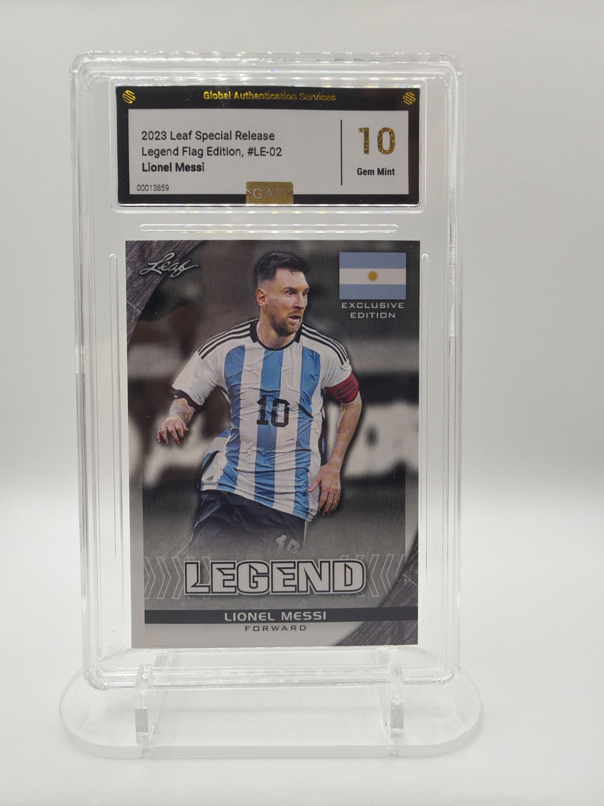 2023 Leaf Lionel Messi Legend Flag Edition #LE-02 GAS Gem Mint 10 Argentina
