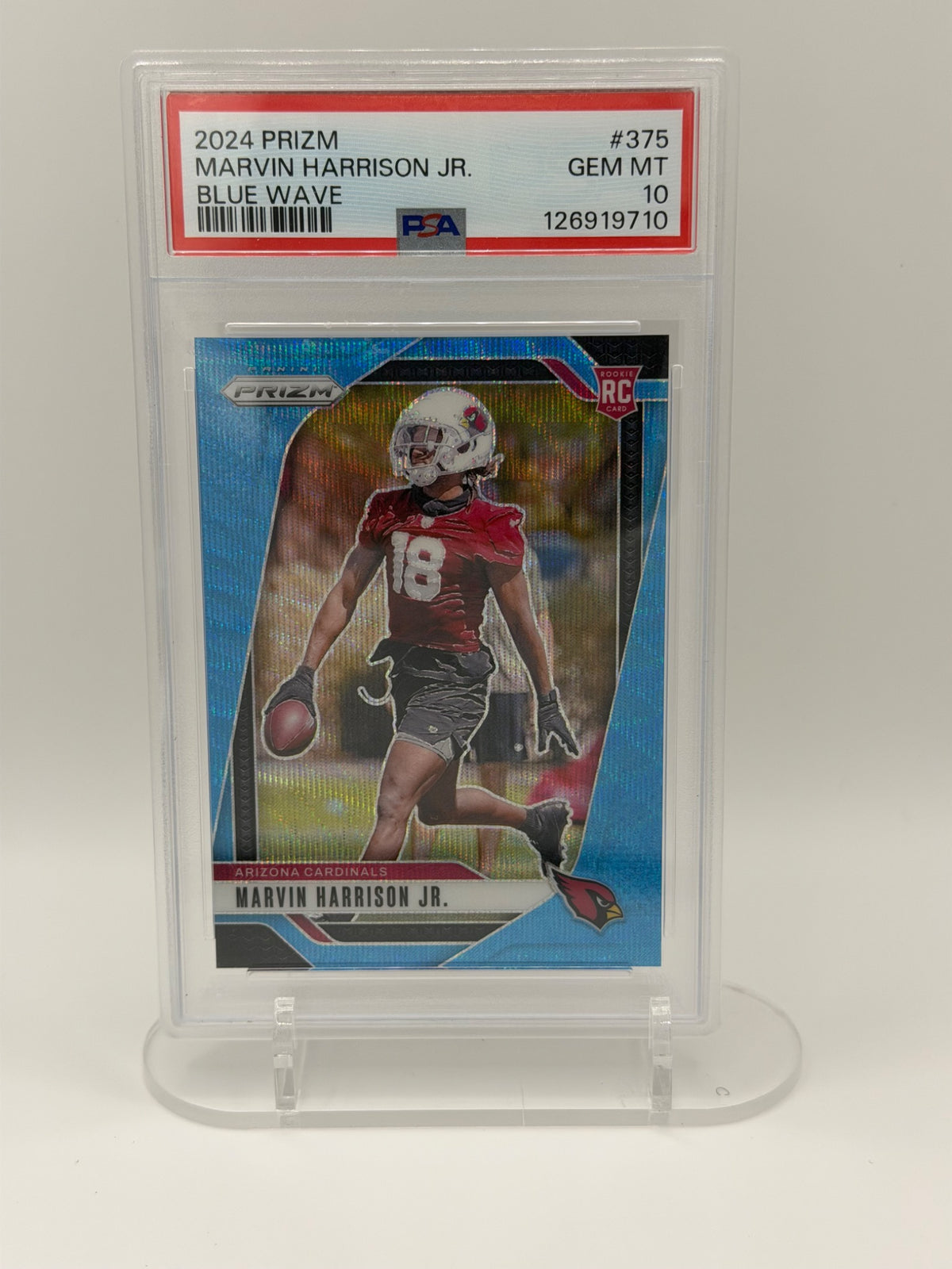 2024 Panini Prizm Marvin Harrison Jr. RC Blue Wave /230 #375 PSA 10