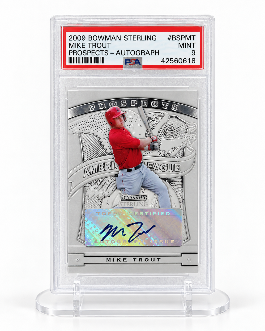 2009 Bowman Sterling Mike Trout Prospects Autograph #BSPMT PSA 9