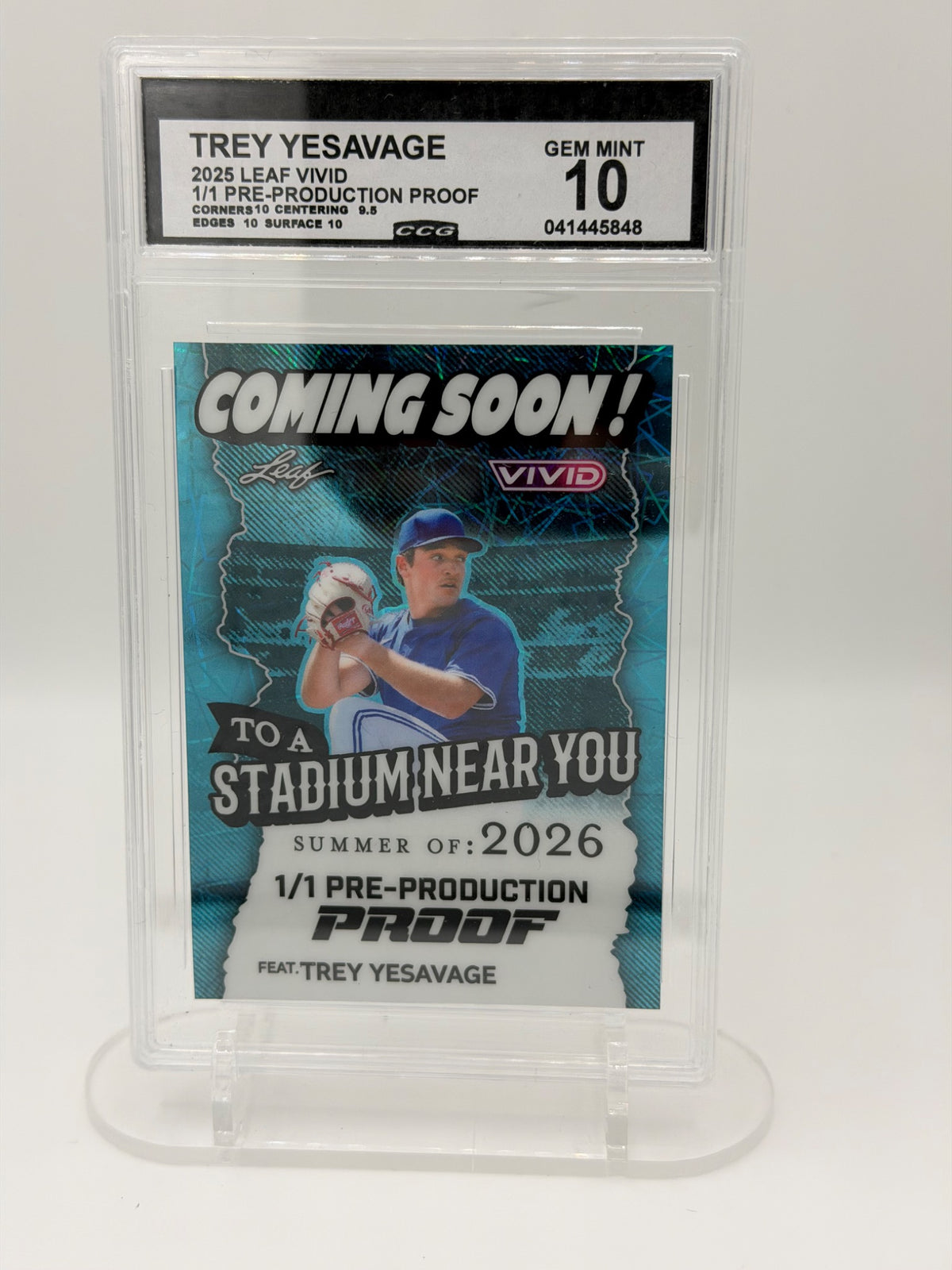 2025 Leaf Vivid Trey Yesavage 1/1 Pre-Production Proof CCG Gem Mint 10