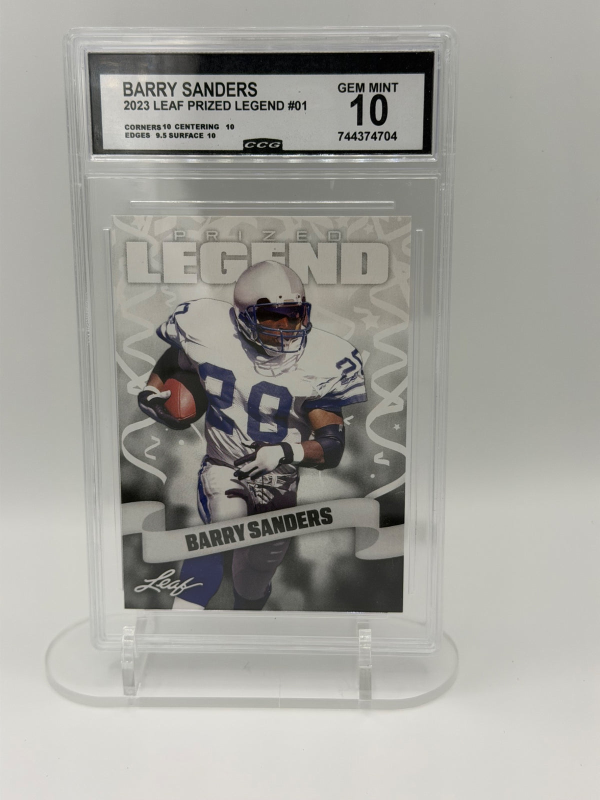 2023 Leaf Barry Sanders Prized Legend #01 CCG Gem Mint 10 Lions