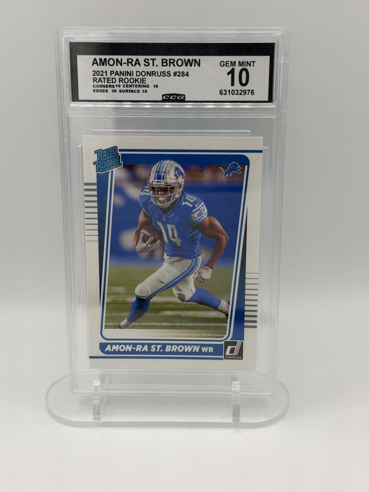 2021 Donruss Amon-Ra St. Brown #284 Rated Rookie CCG Gem Mint 10