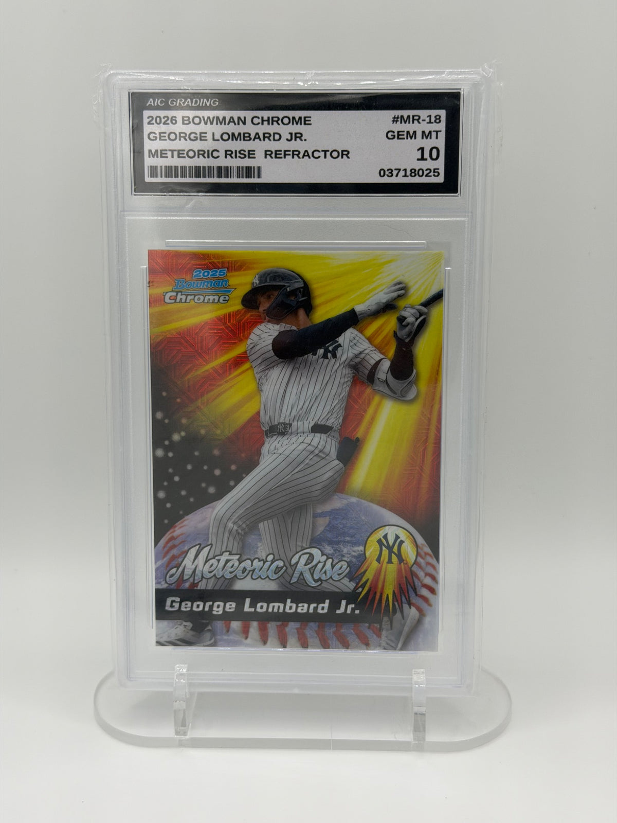 2025 Bowman Chrome George Lombard Jr. Meteoric Rise #MR-18 Refractor AIC 10