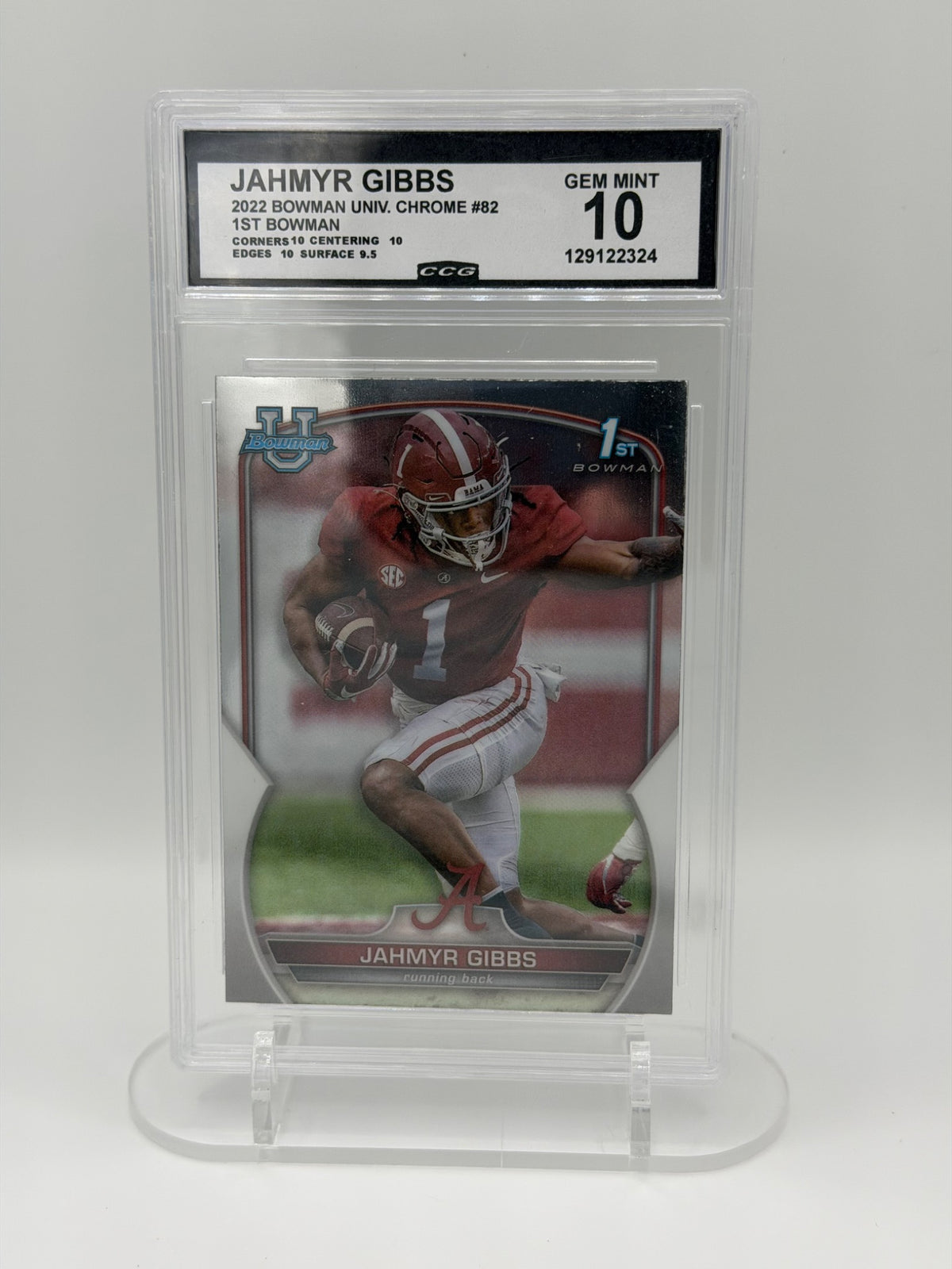 2022 Bowman University Chrome Jahmyr Gibbs #82 1st Bowman CCG Gem Mint 10