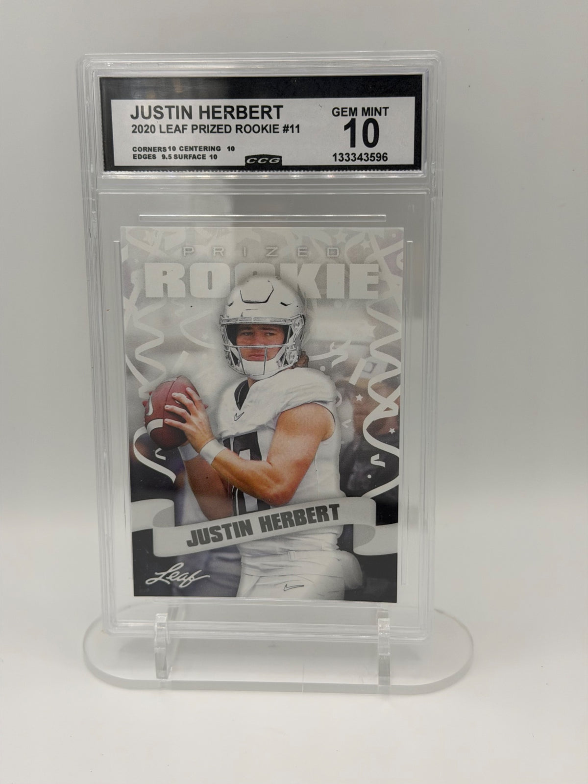 2020 Leaf Prized Rookie Justin Herbert #11 CCG Gem Mint 10 RC