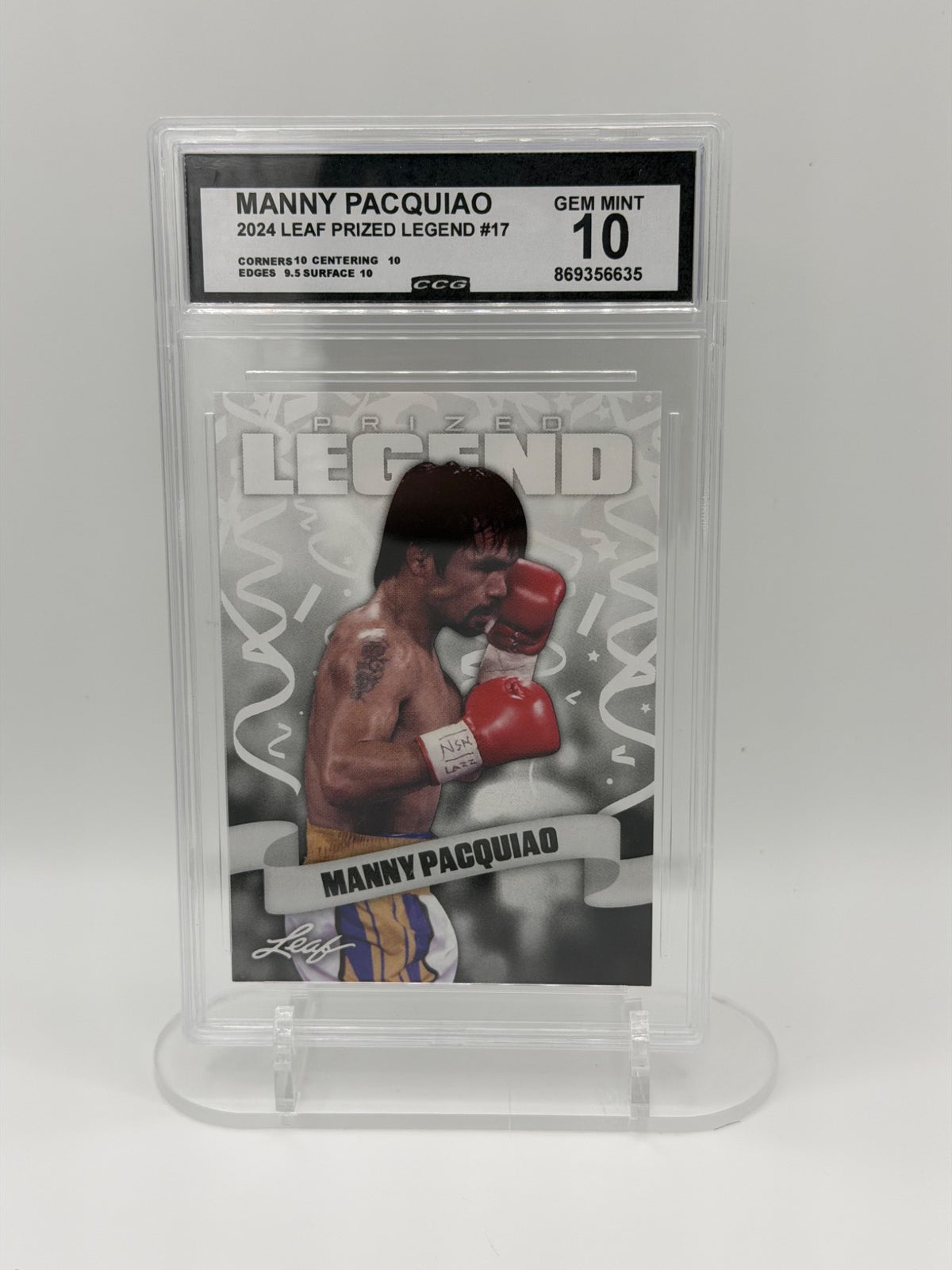 2024 Leaf Prized Legend Manny Pacquiao #17 CCG Gem Mint 10 Boxing