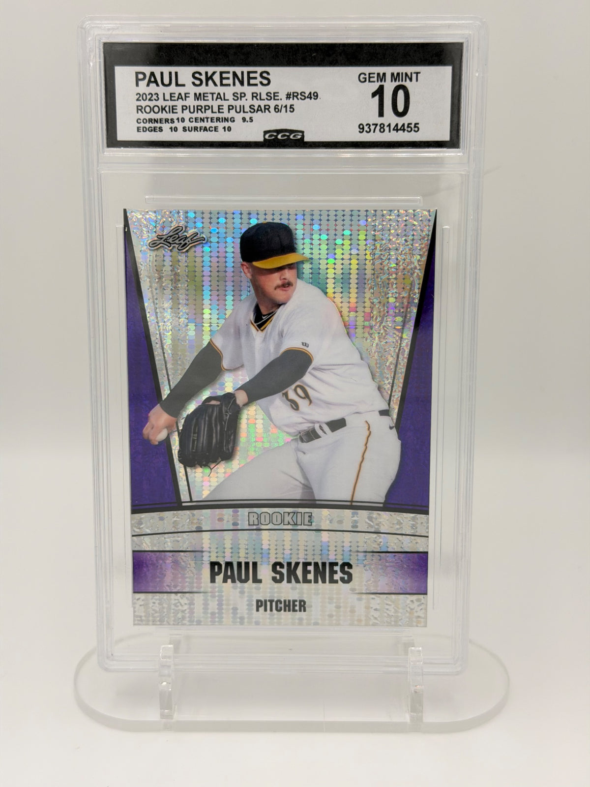 2023 Leaf Metal Paul Skenes #RS49 Rookie Purple Pulsar 6/15 CCG Gem Mint 10