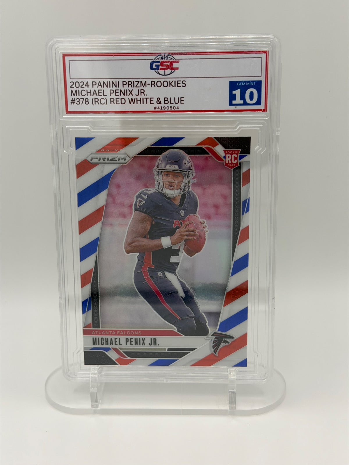 2024 Panini Prizm Michael Penix Jr. Red White & Blue #378 RC GSC 10