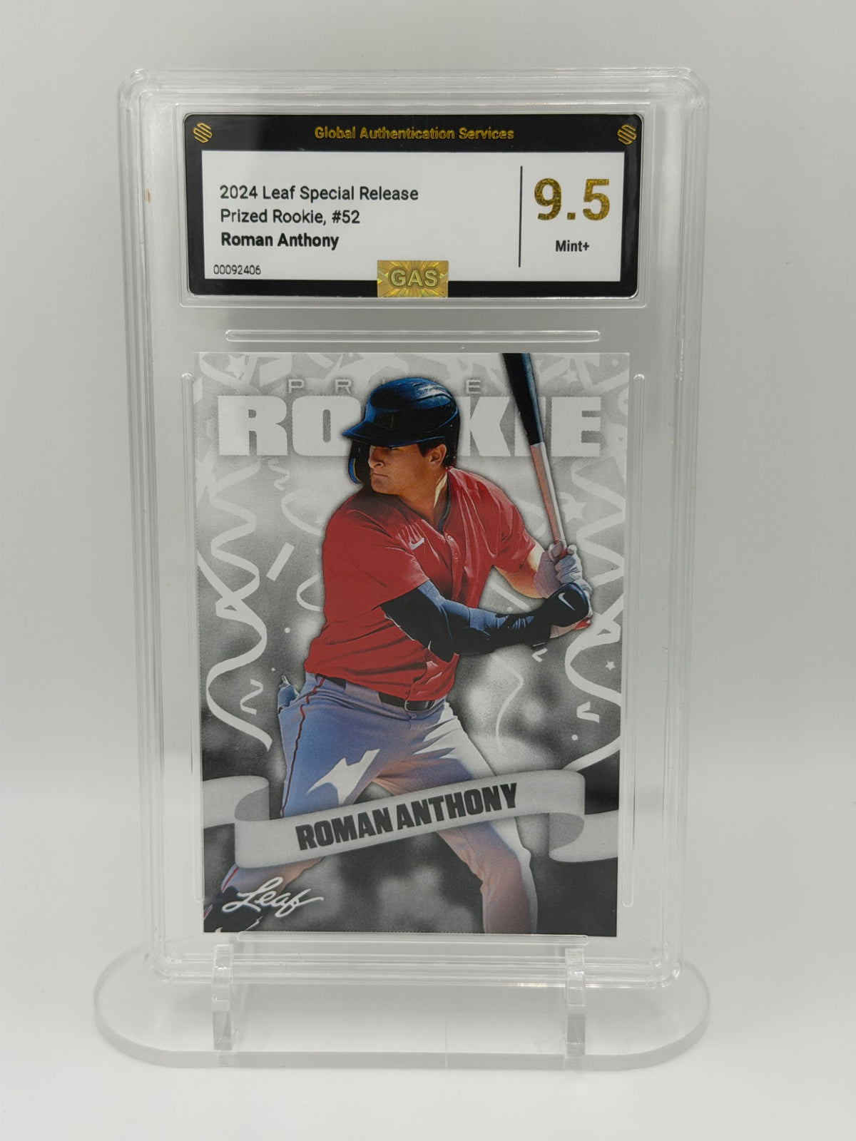 2024 Leaf Prized Rookie Roman Anthony #52 GAS 9.5 Mint+ Red Sox