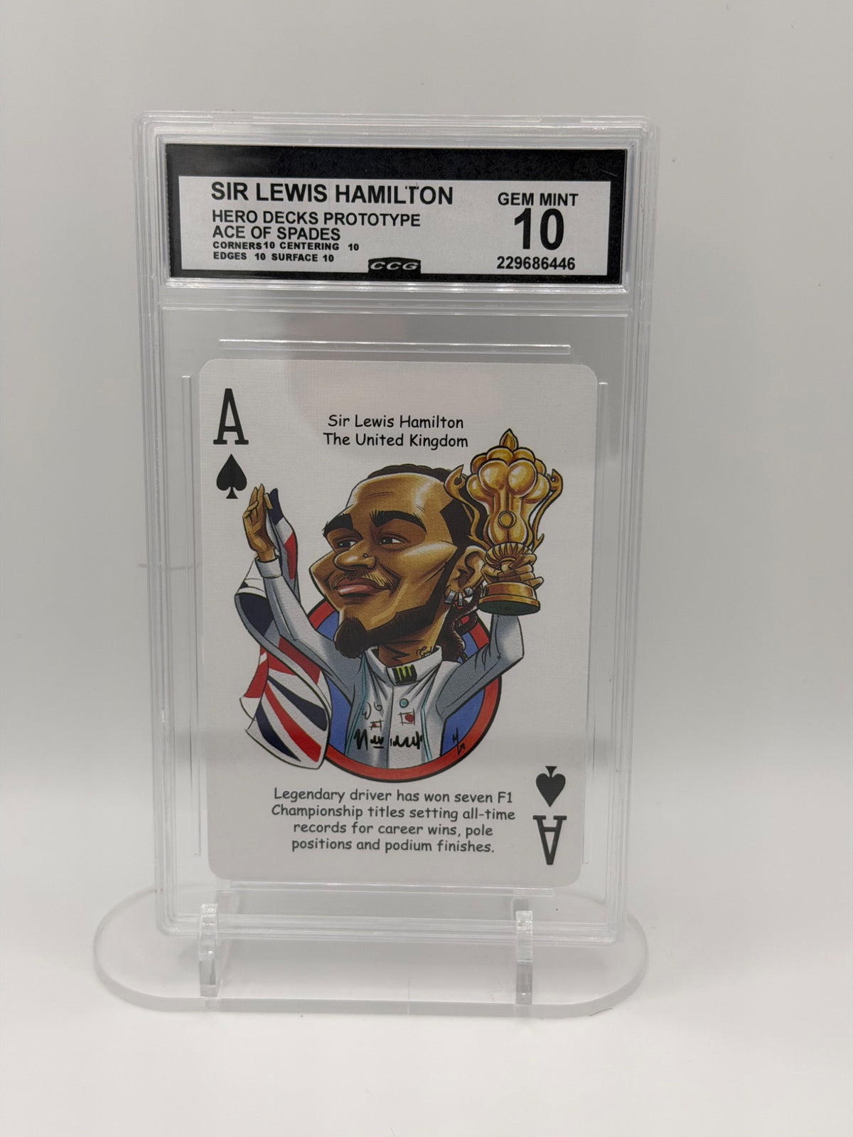 Sir Lewis Hamilton Hero Decks Prototype Ace of Spades CCG Gem Mint 10 F1