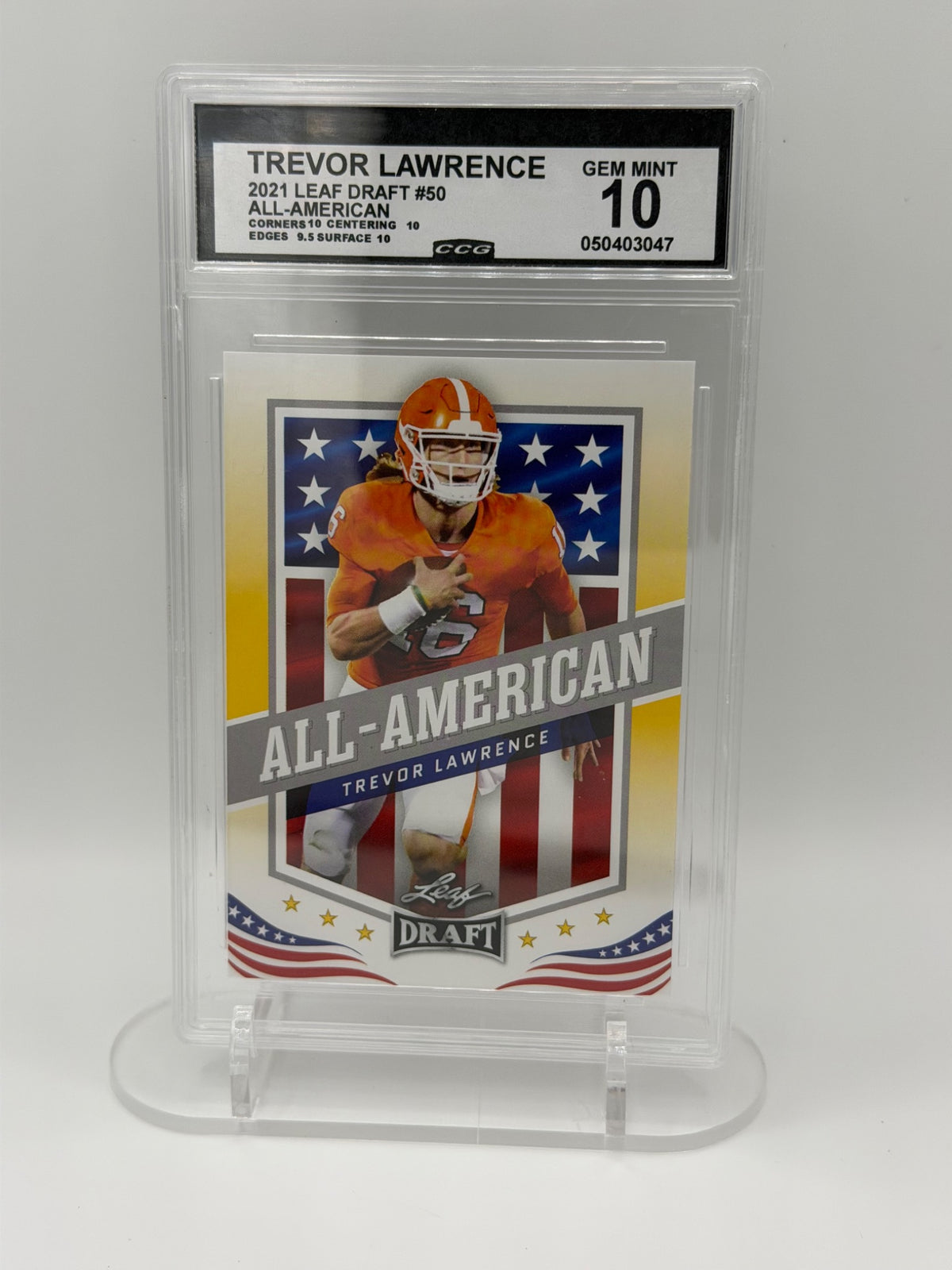 2021 Leaf Draft Trevor Lawrence #50 All-American CCG Gem Mint 10