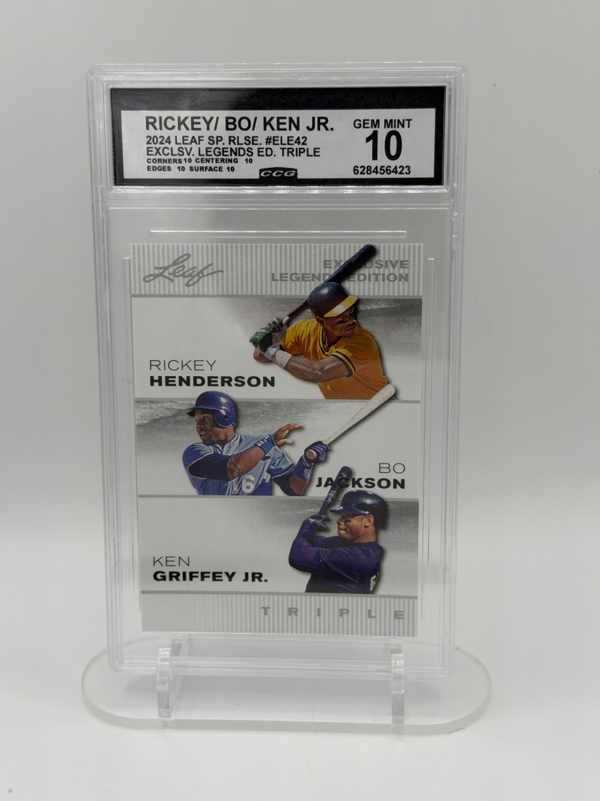 2024 Leaf Rickey Henderson Bo Jackson Ken Griffey Jr Triple #ELE42 CCG 10